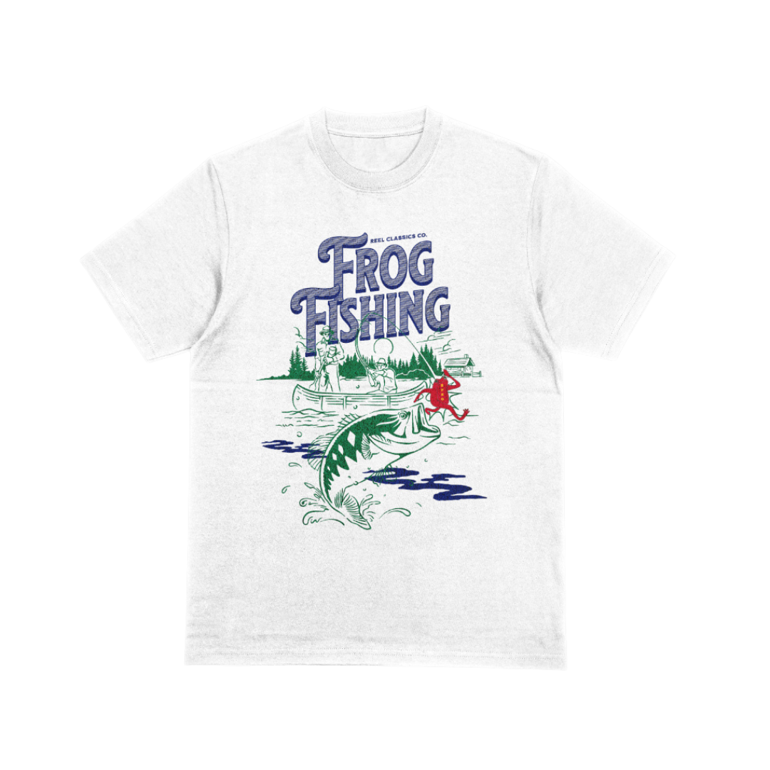 Frog Fishing Retro Style Tee